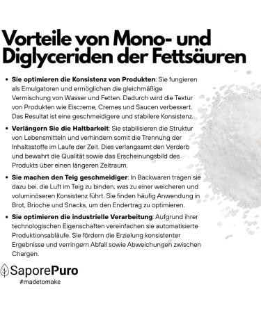 Saporepuro MONO AND DIGLYCERIDES OF FATTY ACIDS 50g - vegetable origin - emulsifier ideal for ice cream sorbets pastries p - Buy Online on GoSupps.com