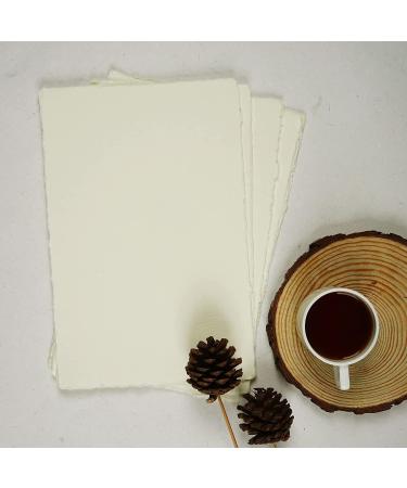 Watercolor Paper - 6 X 4 inches - Mixed Media Watercolor Paper - 150 GSM Thick Deckle Edge Virgin Cotton Handmade Paper - Off White Off White S - Buy Online on GoSupps.com