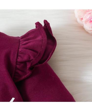 Puseky Toddler Baby Girls Cute Letter Print Shirt & Floral Pant Outfit Set 4-5 Years Wine Red - Buy Online on GoSupps.com