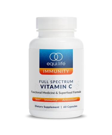 EquiLife - Full Spectrum Vitamin C Immune Supplement Helps Regulate Irritation Responses Boosts Metabolism Promotes Long-Lasting Moisture in Skin Easy-to-Use (60 Capsules)