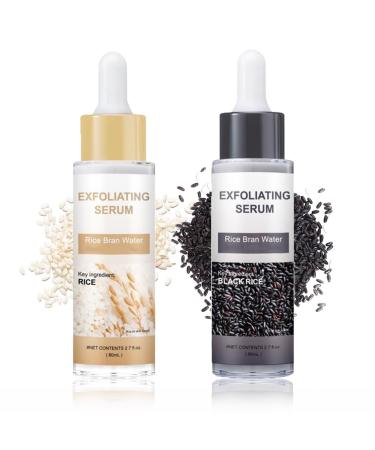 Black and White Rice Exfoliating Ampoule Duo - Glow Peeling Solution for Face and Body Gentle Glowing Skin Pore Minimizing & Deep Hydration All Skin Types (2pc 80ml) 2pc 2.7 Fl Oz (Pack of 1)