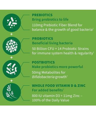 Garden of Life Immune Support Probiotics with Prebiotics, Postbiotics, D3 & Zinc - Organic Vegan Fiber - 30 Day Supply - Buy Online on GoSupps.com
