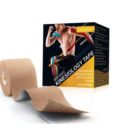 Waterproof Kinesiology Tape Great Kinesiology Tape for Physical Therapy Sports Athletes  Support for Recovery  Kinetic Uncut Kinesiology Tape for Knee  Elbow & Shoulder Muscle  16ft (Beige)