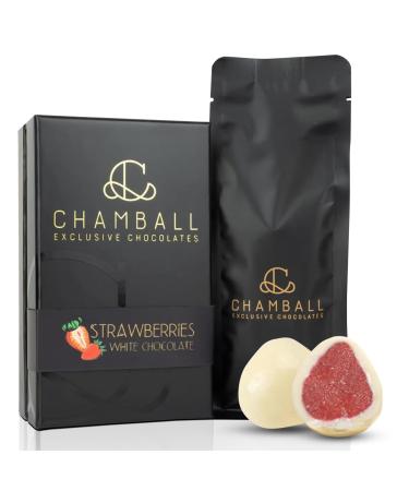 Chamball Fraises Bo te de fraises enrob es de chocolat blanc belge artisanal Bouch e exclusive aux fraises Parfait savourer Assortiment de chocolats Chocolats artisanaux