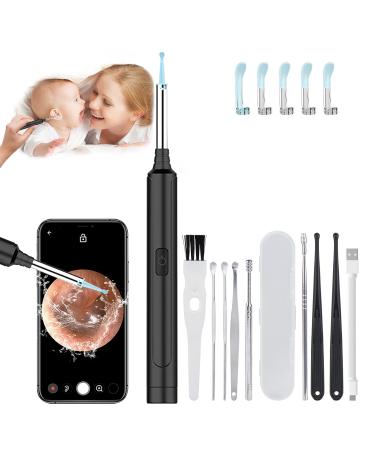 Ear Wax Removal Ear Wax Removal Tool Camera with1296P FHD Wireless 13 PCS WiFi Earwax Removal Kit with LED Light Ear Cleaner with Camera for iPhone iPad Android Phones (Black)