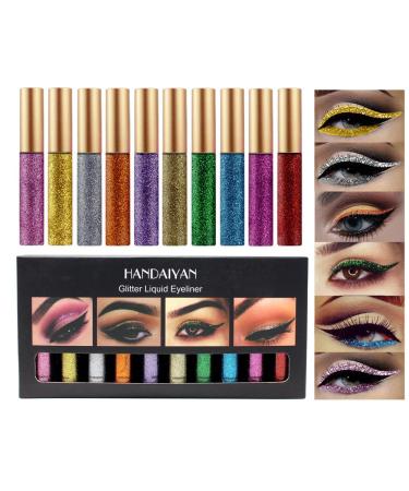 10-Piece Sexy Women s Glitter Eyeliner Set - Waterproof Pigmented Liquid Makeup in Red White & Gold - Easy to Wear International Shipping - Buy Online on GoSupps.com