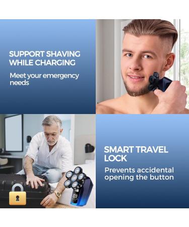 6 in 1 Waterproof Head Shaver for Bald Men | Cordless Electric Shavers for Head & Face - Blue - Buy Online on GoSupps.com
