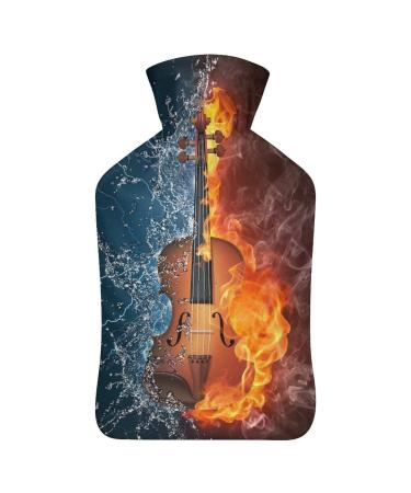 Hot Water Bottle With Lid Music And Violin Rubber Hot Water Bag For Pain Relief Cramps Foot Warmer Hot And Cold Therapy
