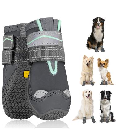 Slowton dog shoes Paw protection 2 pieces of waterproof dog shoes outdoor with non-slip sole reflective Velcro fastener Dog boots for small medium-sized dogs winter (gray size 2) size 2: width 4.5 cm g.