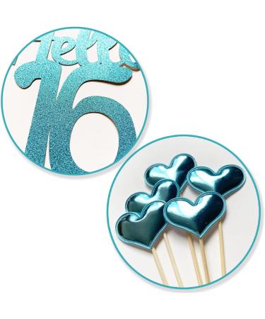 16th Birthday Cake Topper Kit Cake Decoration Happy Birthday Confetti Balloon Cupcake Topper for Birthday Party Decor (16) - Buy Online on GoSupps.com