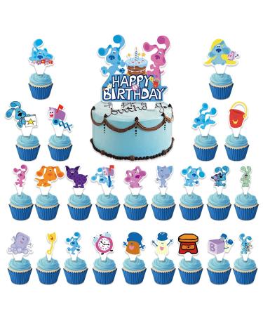 Shijie Blues Dog Cake Topper - 25PCS Blues Dog Party Supplies Cartoon Dog Birthday Decorations for Kids