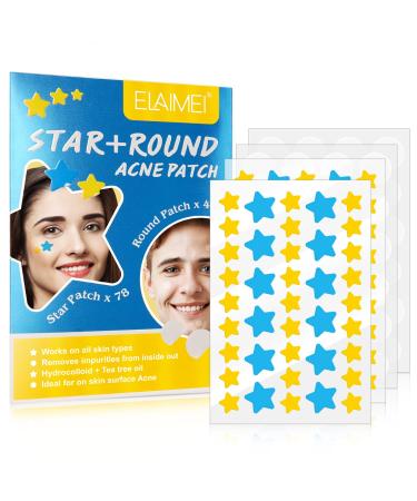 Acne Patch Hydrocolloid Acne Patches For Face Zit Patch Acne Dots Absorb Fluid and Reduce Inflammation Cover and Reduce Zits Pimples Blemishes Tea tree oil 126 Pimple Patches. (Blue Yellow)