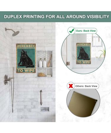 Vintage Funny Black Cat Signs - Retro Bathroom Decor for Cat Lovers | Set of 2 - 8x12 Inches - Buy Online on GoSupps.com
