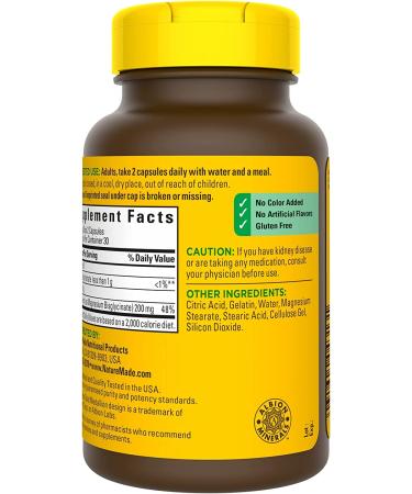 Nature Made Magnesium Glycinate 200mg Dietary Supplement - Muscle, Heart, Nerve, Bone Support - 60 Capsules - 30 Day Supply - Buy Online on GoSupps.com