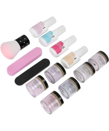 Nail Dipping Powder Set - Nail Kit Starter Nail Art Powder Professional Top Base Coat Gel Dust Brush 6 Color Manicure Tool Set for Nail Artist Salon Home Use (K1214) - Buy Online on GoSupps.com