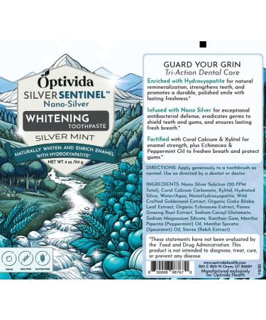 OPTIVIDA Fluoride Free Nano Hydroxyapatite Toothpaste with Colloidal Silver & Xylitol (4oz) to Help Protect Enamel & Cavity Dentist Formulated Remineralizing Toothpaste for Adults & Kids Sensitivity - Buy Online on GoSupps.com