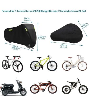Dokon Waterproof Bicycle Cover - High-Quality 420D Oxford Tarpaulin for 1-2 Bikes | Protective Garage Cover with Storage Bag - 200x70x110cm - Black - Buy Online on GoSupps.com