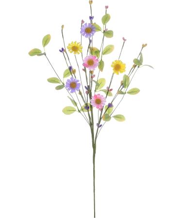 Yawwind 6 Pack Spring Flower Picks - 17 Inch Tall Artificial Flower and Berry Stems for Easter Decor - Spring Flower Arrangement (YE/PK/VT) - Buy Online on GoSupps.com