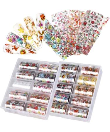 2 Boxes 20 Rolls Christmas Nail Art Decals Foil Transfer Stickers Tips Wraps DIY Manicure Decoration Nail Art Sticker - Buy Online on GoSupps.com
