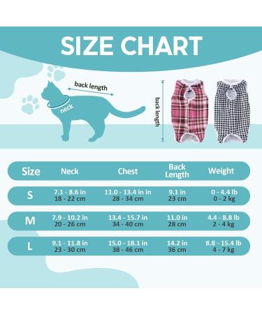 Avont Cat Recovery Suit - 2 Pack Post-Surgery Relaxation Clothing Leakage Protection for Abdominal Wounds - Medium Black/Pink Plaid - Buy Online on GoSupps.com