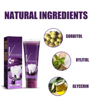 Purple Teeth Whitening Toothpaste - Effective Tooth Spot Removal & Color Correction Serum for Adults - 60g (1 Pack) | Brighten Your Smile - Buy Online on GoSupps.com