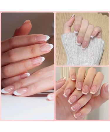 Zahrvia French Press-On Nails | 30 Short Square Artificial Nails - Easy Stick-On Fake Nails for Women & Girls | ZF-White French - Buy Online on GoSupps.com