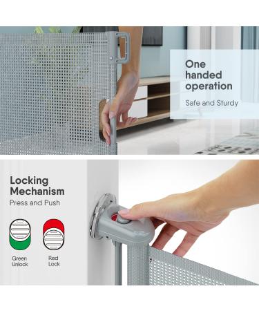 BabyBond Retractable Baby Gate | Extra Wide 71x33 Inch | Punch-Free Install for Kids/Pets | Indoor/Outdoor Dog Gate for Doorways/Stairs | Grey - Buy Online on GoSupps.com