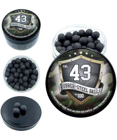 100x Premium Quality Hard Mix Rubber Steel Balls Paintballs Reballs Powerballs for Self Home Defense Training and Shooting in 43 Caliber