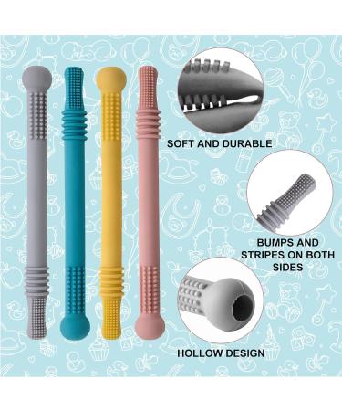 Buy Danneeforsu7 Baby Bite Tube Set - 4 Silicone Bass Rings & Chewing Toys for Toddlers | Safe Teething Solutions with Cleaning Brushes - Buy Online on GoSupps.com