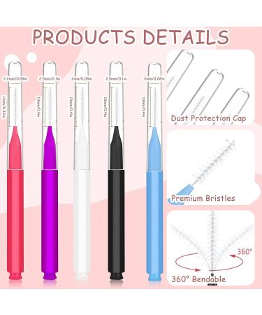 100Pcs Micro Eyebrow & Eyelash Comb Brush with Cap - Multifunctional Brow Lamination Spoolies for Eyebrows - Portable Brow Brushes for Extensions (5 Colors) - Buy Online on GoSupps.com