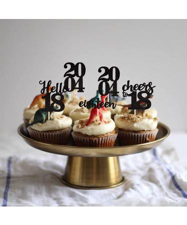 24 PCS 18th Birthday Cupcake Toppers Hello Cheers 18 Eighteen Since 2004 Cupcake Picks 18th Birthday Party Cake Decorations Supplies Black A Black 18th - Buy Online on GoSupps.com
