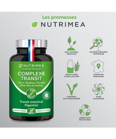 Laxatif Puissant BIO - Complexe de 5 Plantes + Pr biotiques - Contre Ballonnement & Constipation - Transit Naturel - Nutrimea - 90 G lules Vegan - Fabriqu en France - Buy Online on GoSupps.com