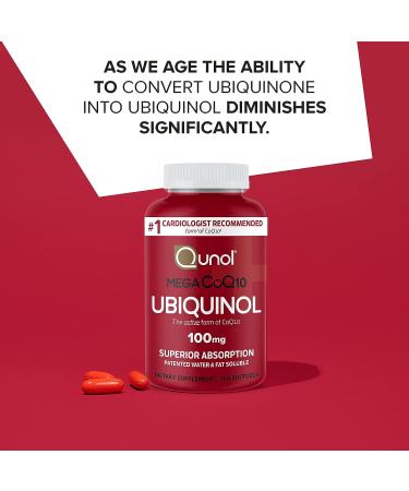 Qunol Mega Ubiquinol CoQ10 100mg Softgels - Superior Absorption for Heart Health - 100 Count - Buy Online on GoSupps.com