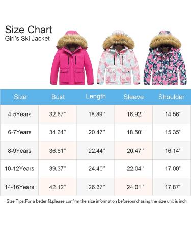 Pursky Girl's Waterproof Ski Jacket - Kids Winter Snow Coat 10-12 Years Blue - Buy Online on GoSupps.com