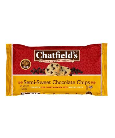 Chatfields Semi-Sweet Chocolate Chips, Nut Dairy and Soy Free Vegan Baking Chips, 10 oz. Bag, 1-Pack Semi-Sweet 10 Ounce (Pack of 1)
