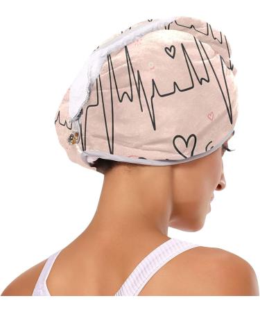 Super Absorbent Heart Rate Pink Hair Towel 2 Pack | Quick Dry Hair Turbans for Women & Girls - Buy Online on GoSupps.com