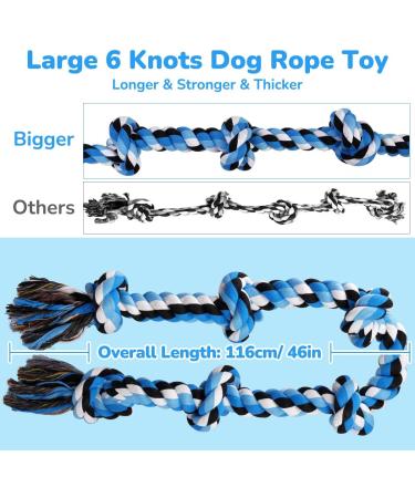 ETACCU 42 6-Knot Dog Rope Toy for Large Breeds - Heavy Duty Indestructible Chew Toy for Aggressive Dogs - 100% Cotton Tug Rope for Chewers - Buy Online on GoSupps.com