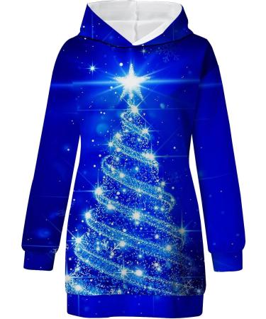 Shop Women's Christmas Elk Hooded Sweater Dress | Festive Cartoon Sweatshirt for Holiday Cheer - Buy Online on GoSupps.com