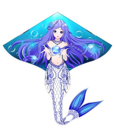 Mint's Colorful Life Mermaid Kite Flying Kite for Girls Kids Easiest to Fly Delta Kite