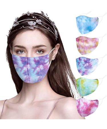 ZQP 5PCS Cotton Face M sc Bandanas with Tie-dye Printing Face Bandanas for Adults Reusable/Washable - Buy Online on GoSupps.com