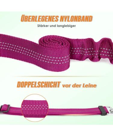 Slowton Adjustable Double Dog Leash for 2 Dogs - 360 Rotatable Reflective No-Split Design for Medium to Large Dogs (9kg+) - Rose Red - Buy Online on GoSupps.com