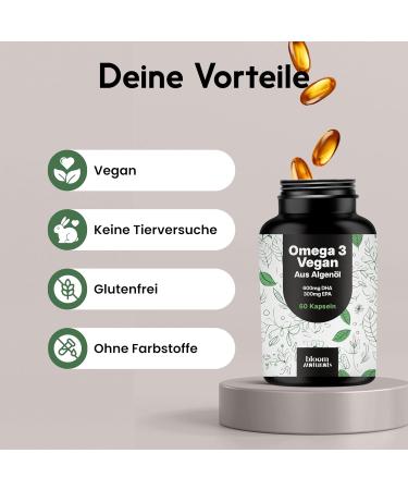 Supplement Hub Omega 3 Capsules Highdosed Vegan 60 Capsules 2000 mg Algen oil 600 mg DHA & 300 mg EPA Vegan & Produced in Germany - Buy Online on GoSupps.com