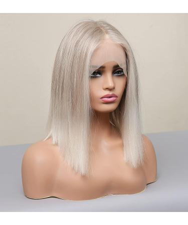 Vebonny R cke Short Lace Front Wig - Brown Ombre Blonde Bob - 12 Inch Artificial Hair Wig with Highlights - #096 - Buy Online on GoSupps.com