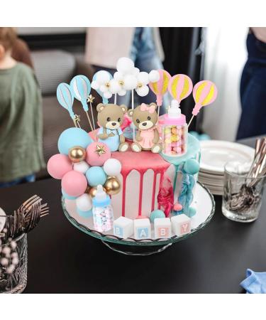 Acmee 47 PCS Bear Cake Toppers - Mini 3D Bear BABY Letters Milk Bottle Blue Pink Gold Foam Balls Cake Toppers for Gender Reveal Baby Shower Party Cake Decorations Bear Bear - Gender Reveal - Buy Online on GoSupps.com