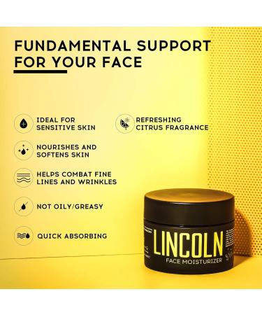 LINCOLN Natural Face Moisturiser For Men - Mens Moisturiser For Acne Prone Skin - Mens Face Moisturiser For Dry Skin & Oily Skin Moisturiser - Mens Face Cream & Moisturiser Face Cream for Men 100g - Buy Online on GoSupps.com