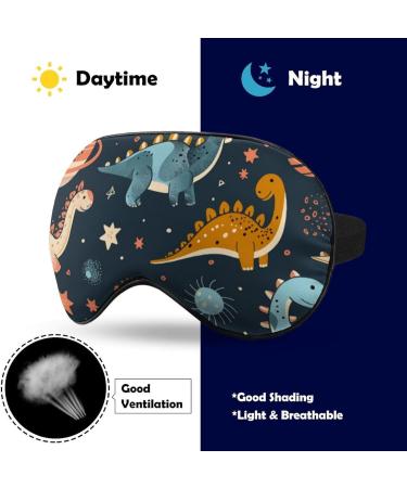 Cartoon Space Dinosaur Sleeping Mask - Soft Light-Blocking Eye Cover with Adjustable Strap for Kids & Adults - Perfect Blindfold for Sleep & Relaxation - Buy Online on GoSupps.com
