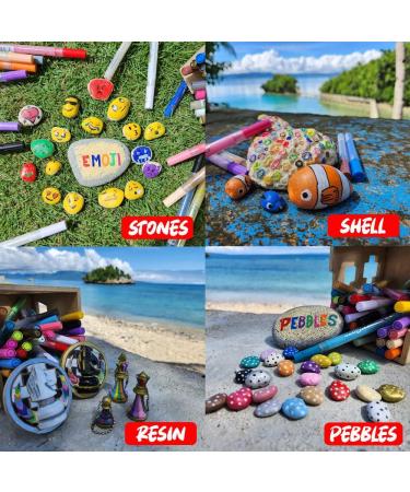Acrylic Paint Pens - 24 Colors Medium Fine Tip Markers for Metal, Rock, Glass, Wood, Ceramic, Resin, Fabric, Plastic - DIY Crafts for Kids and Adults - Buy Online on GoSupps.com