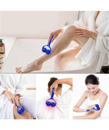 Buy Blue Massage Balls & Scooter - Self-Massage Roller with Handle & Nubs for Muscle Pain Relief | International Shipping - Buy Online on GoSupps.com