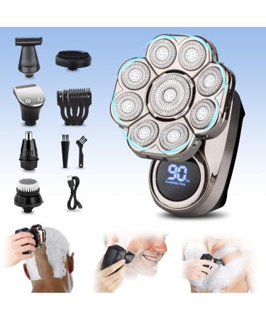 2023 9D Electric Head Shaver for Bald Men  Upgraded 6-in-1 Head Shaver for Bald Men  Waterproof Wet/Dry 6-In-1Grooming Kit Electric Shaverfor Men  Rechargeable Bald Head Razor for Home&Travel