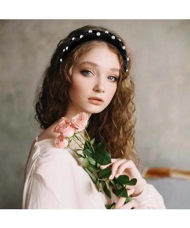 Bethininess Vintage Braided Headband with Pearls - Rockabilly Fashion Hair Accessories for Women & Girls - Black Padded Wide Hair Band - Buy Online on GoSupps.com